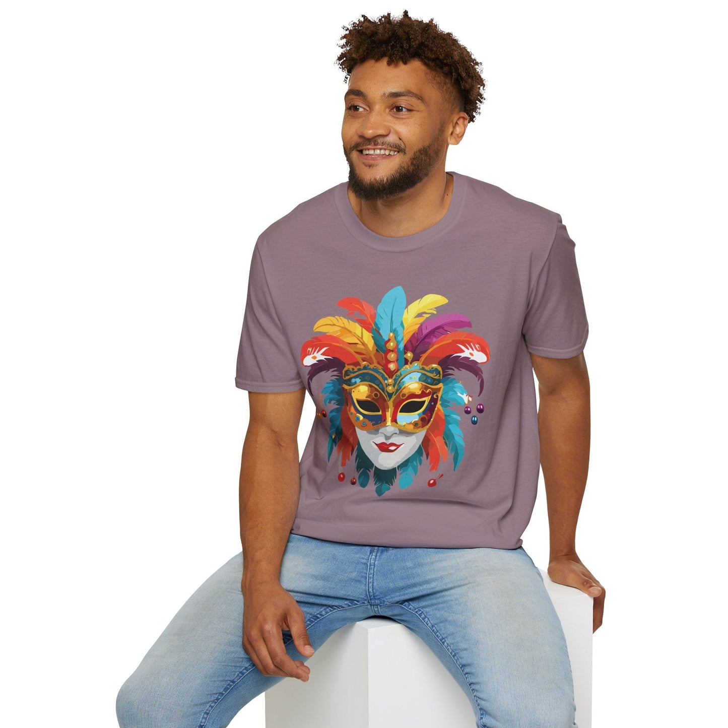 Mask Tee Shirt Unisex Masquerade Art Design Gildan Softstyle 64000 Short Sleeve Tee
