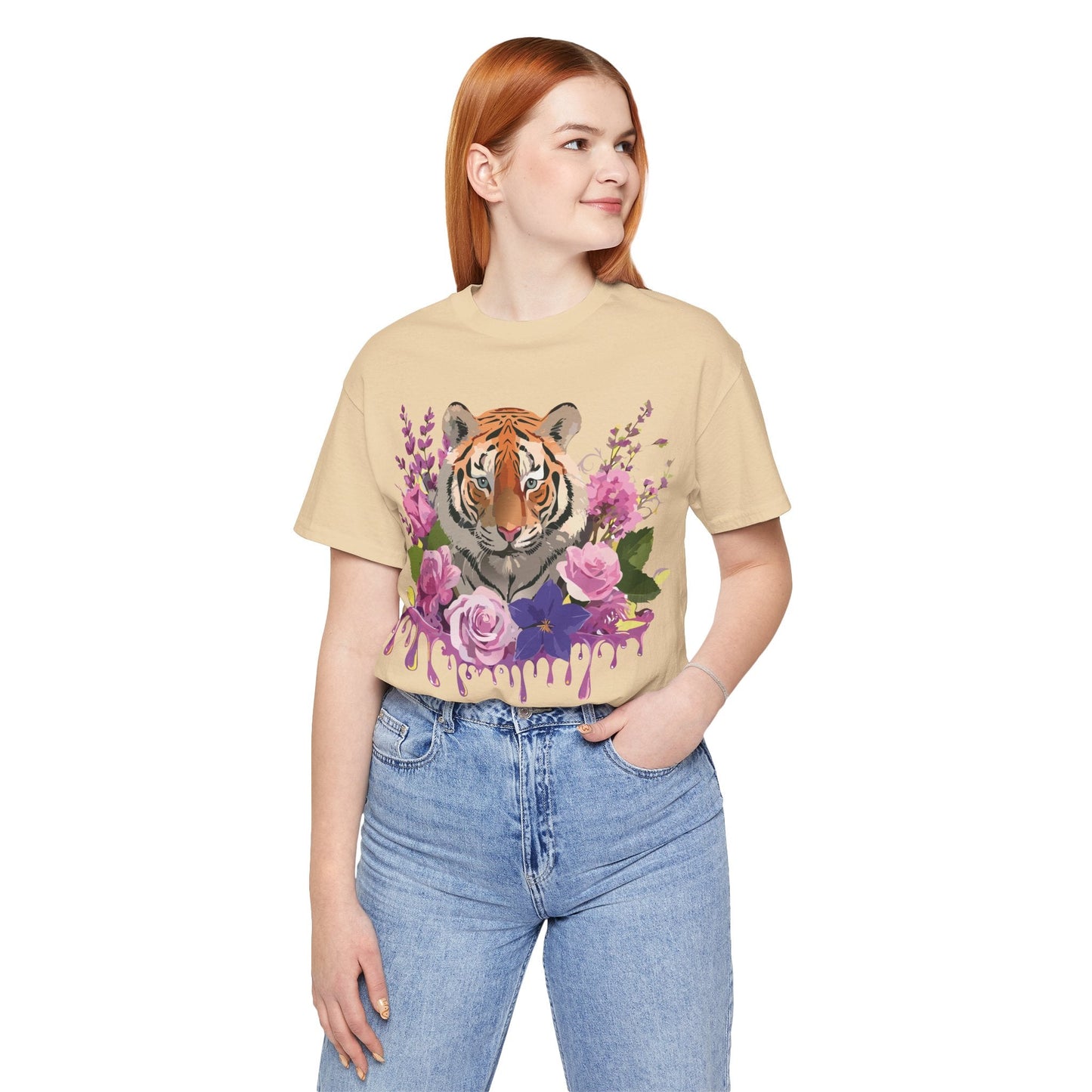 Tiger Graphic Tee Unisex Short Sleeve Vintage Inspired Art Design By Adelpha Premium