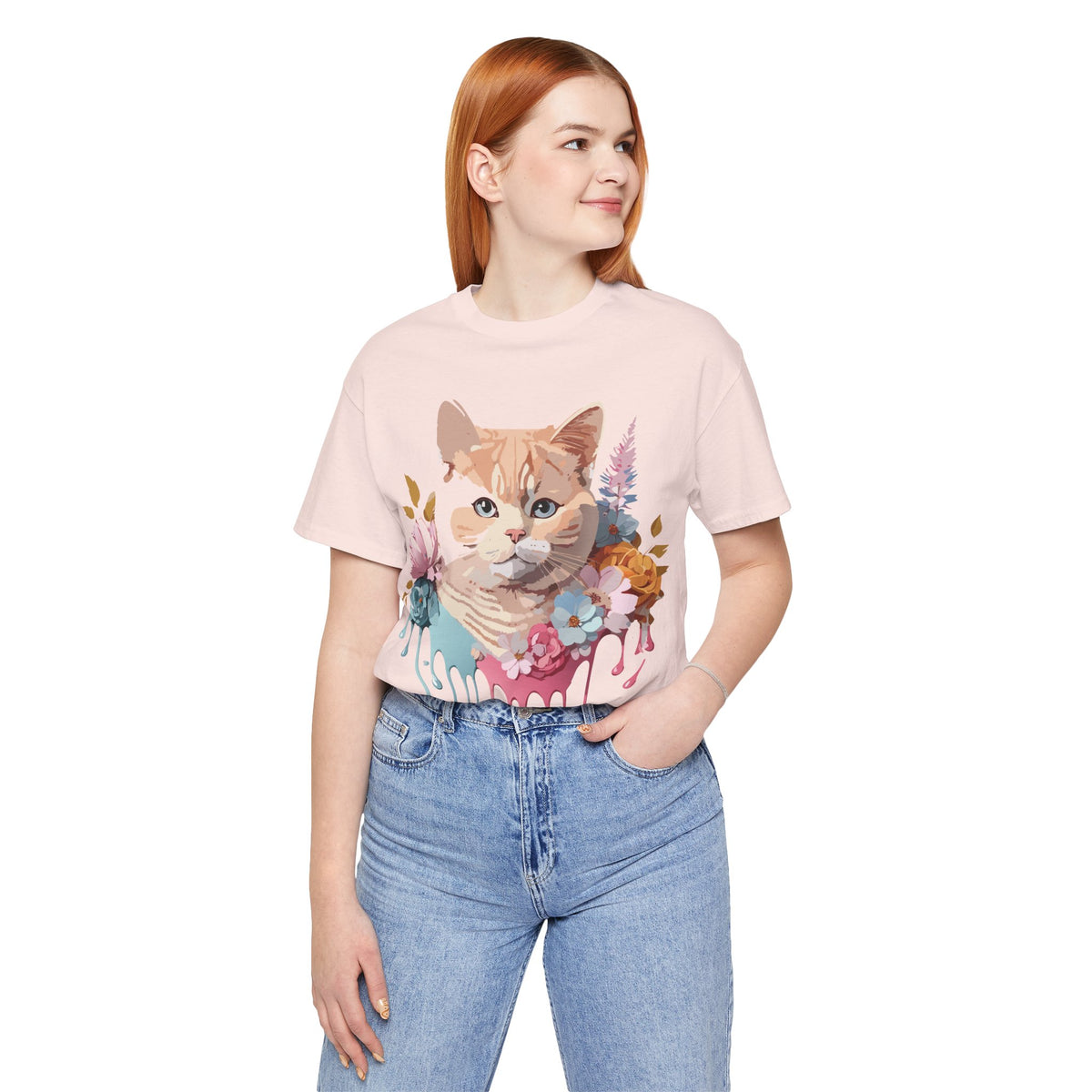Cat Graphic Unisex Cotton Bella+Canvas Tee with Art Animal Design e202