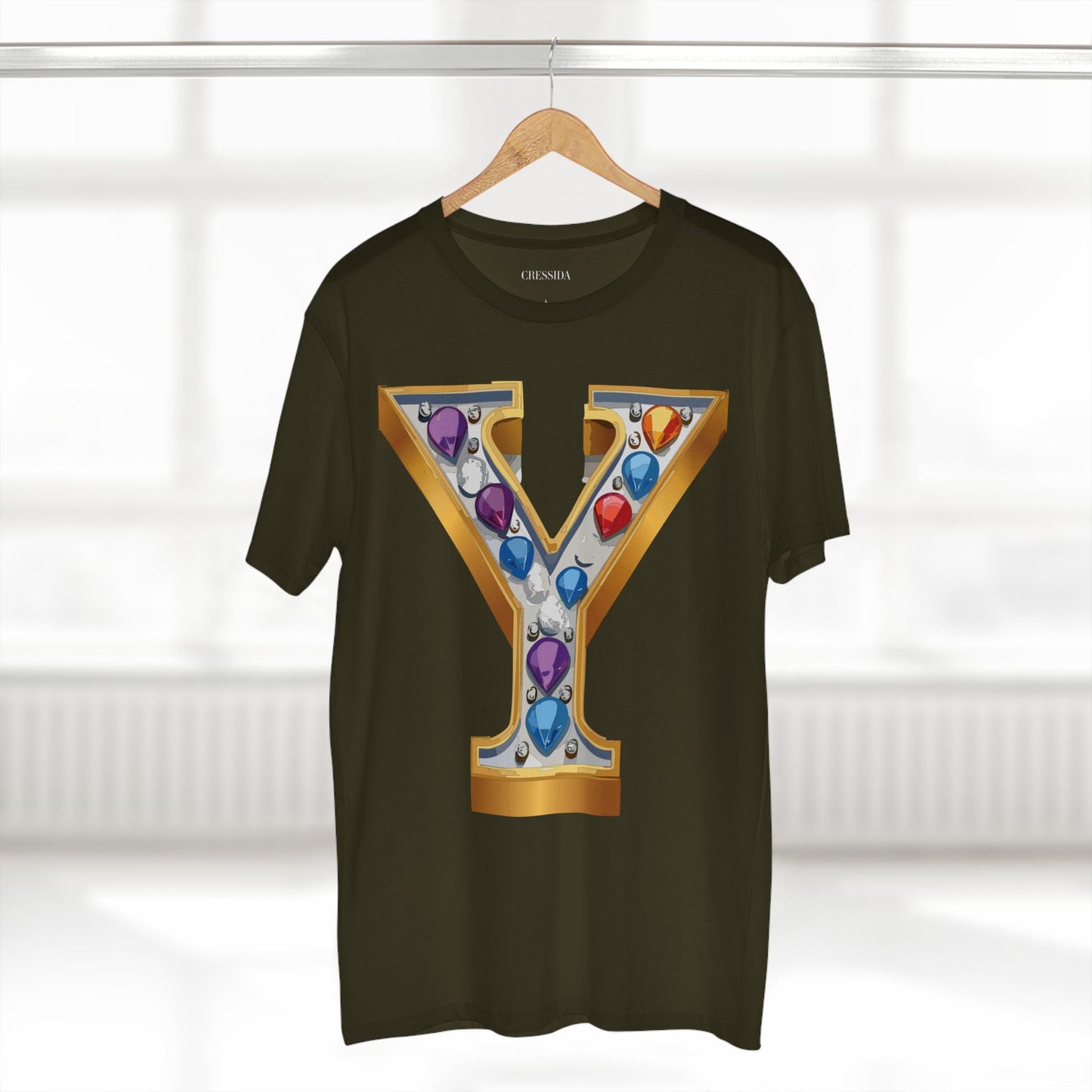 Letter Y Graphic Design Tee Unisex 100 Cotton With Antique Gold Letters Artwork T-Shirt