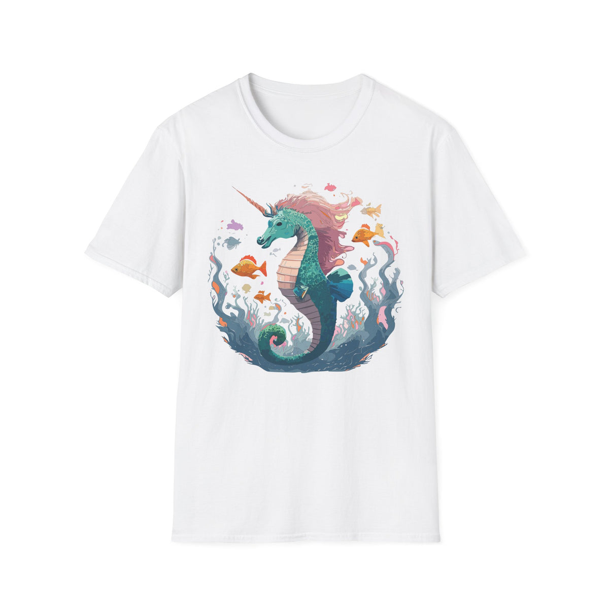 Sea Unicorn Seahorse Illustration T-Shirt | Mermaid Ocean Fantasy