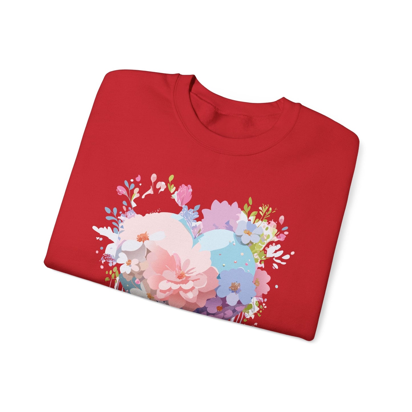 Floral Heart Sweatshirt Unisex Heavy Blend Crewneck Valentines Day Floral Love Cozy