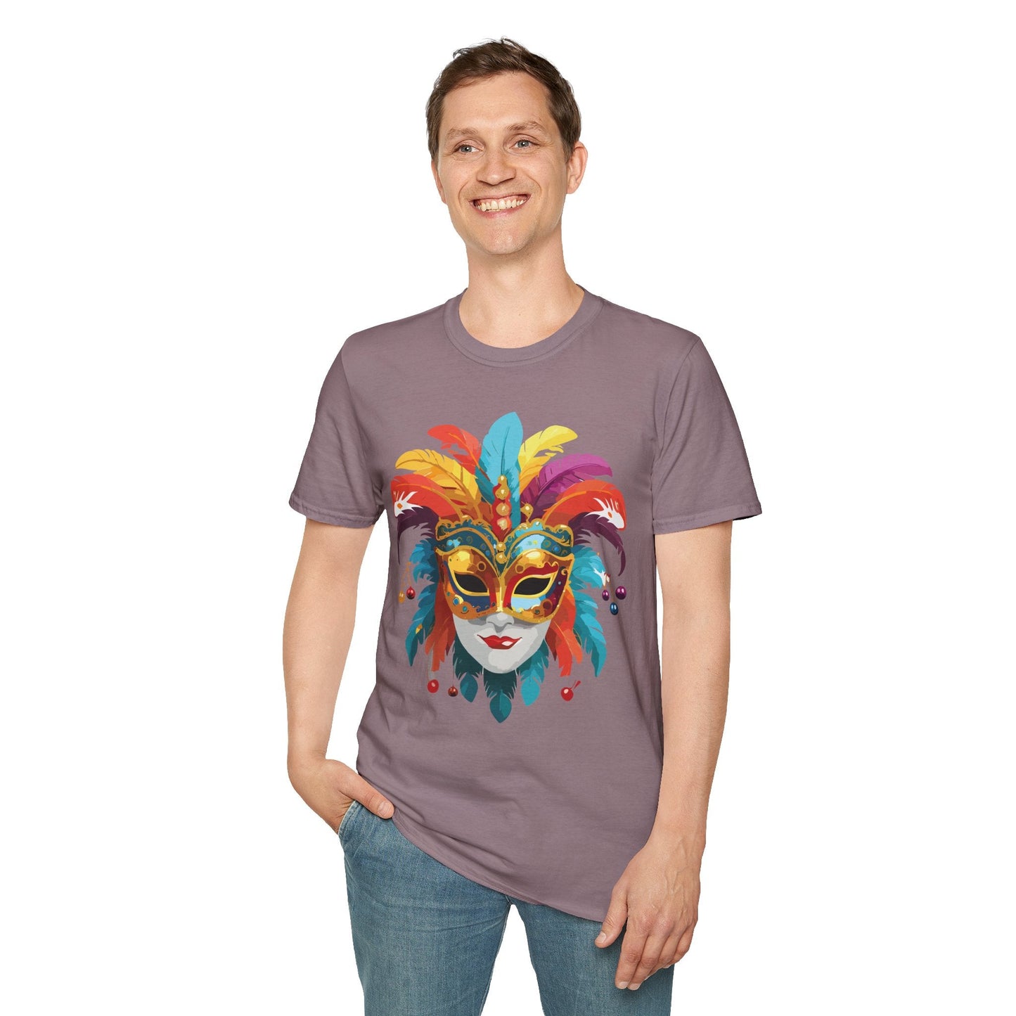 Mask Tee Shirt Unisex Masquerade Art Design Gildan Softstyle 64000 Short Sleeve Tee