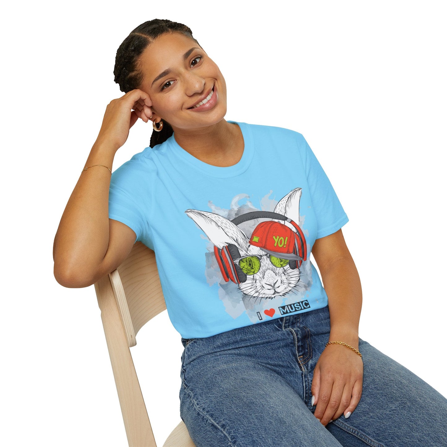Unisex Music Animals Shirt With Headphones Softstyle Short Sleeve Tee Gildan 64000