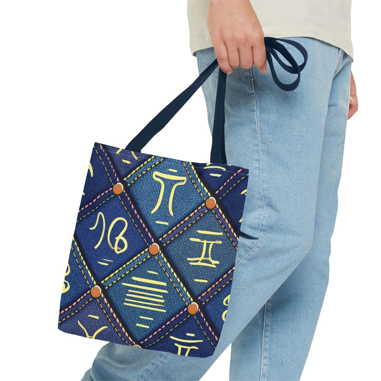 Denim Fabric Imitation Print Unisex Canvas Bag Poly Spun 3 Sizes Tote Bag 184-9