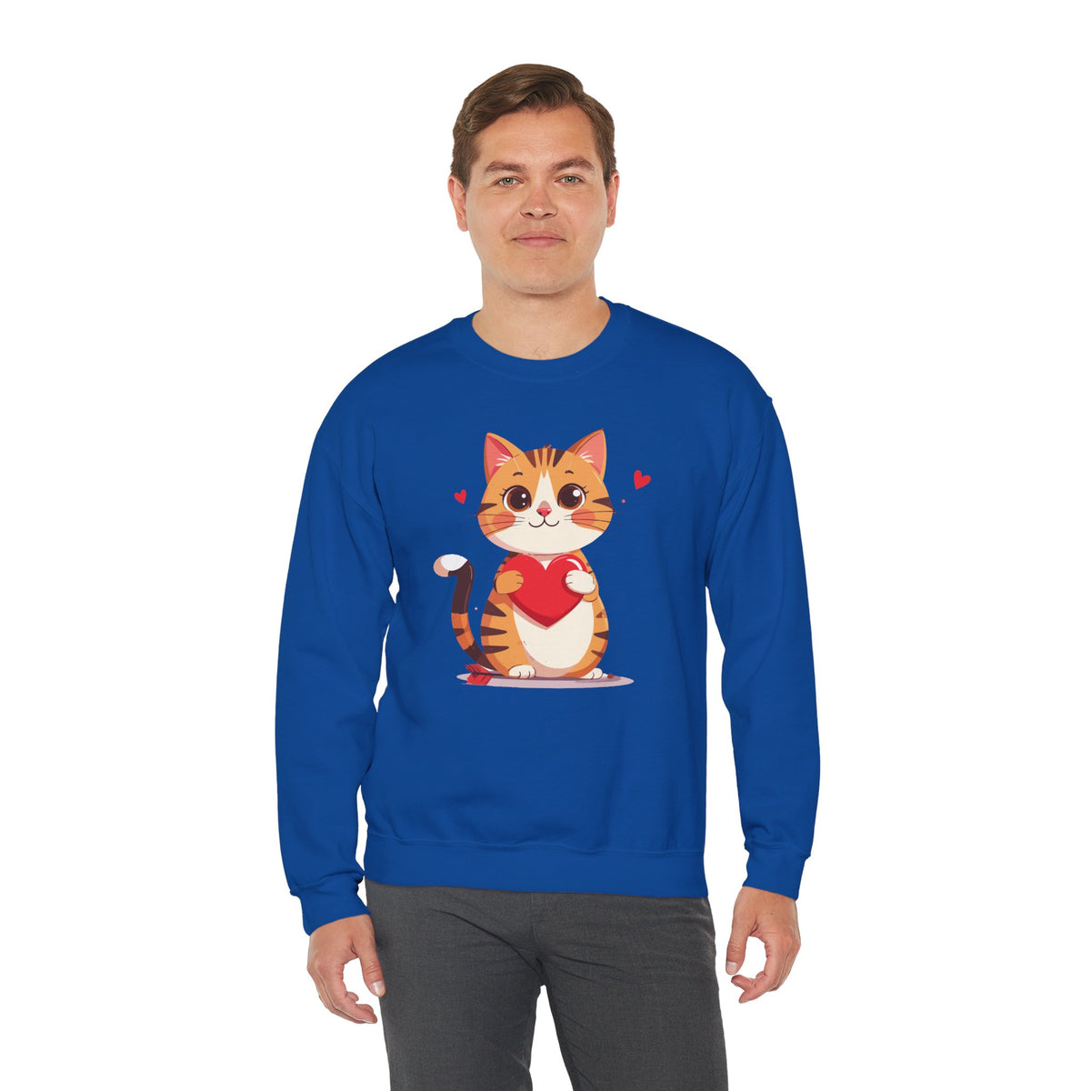 Cat Heart Sweatshirt, Heart Sweatshirt, Cat Sweatshirt, Valentine's Day Sweatshirt, 50/50 Cotton-Poly Animal Sweatshirt 103