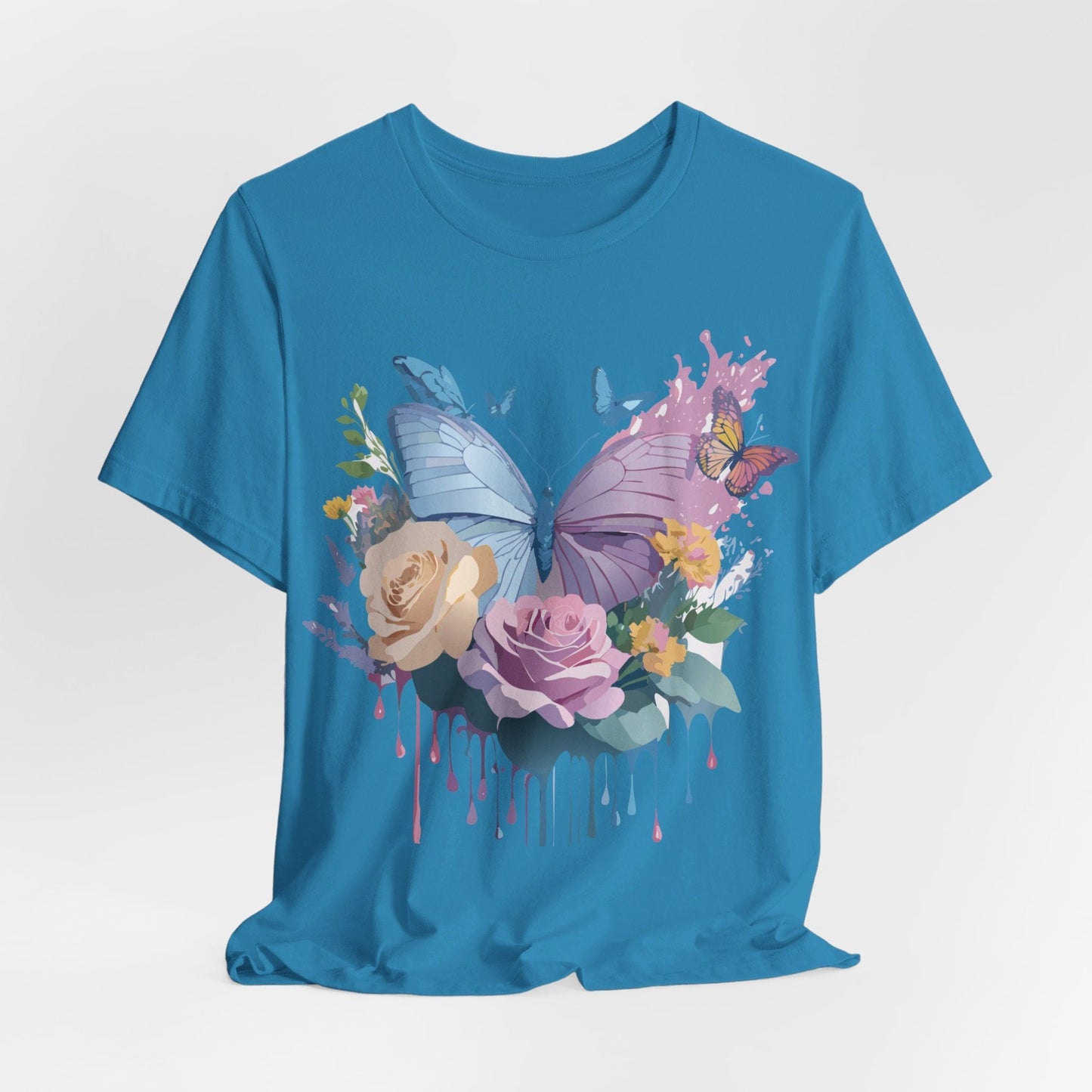 Butterfly Graphic Unisex 100 Cotton Lightweight Vintage Floral Design Jersey Tee 33