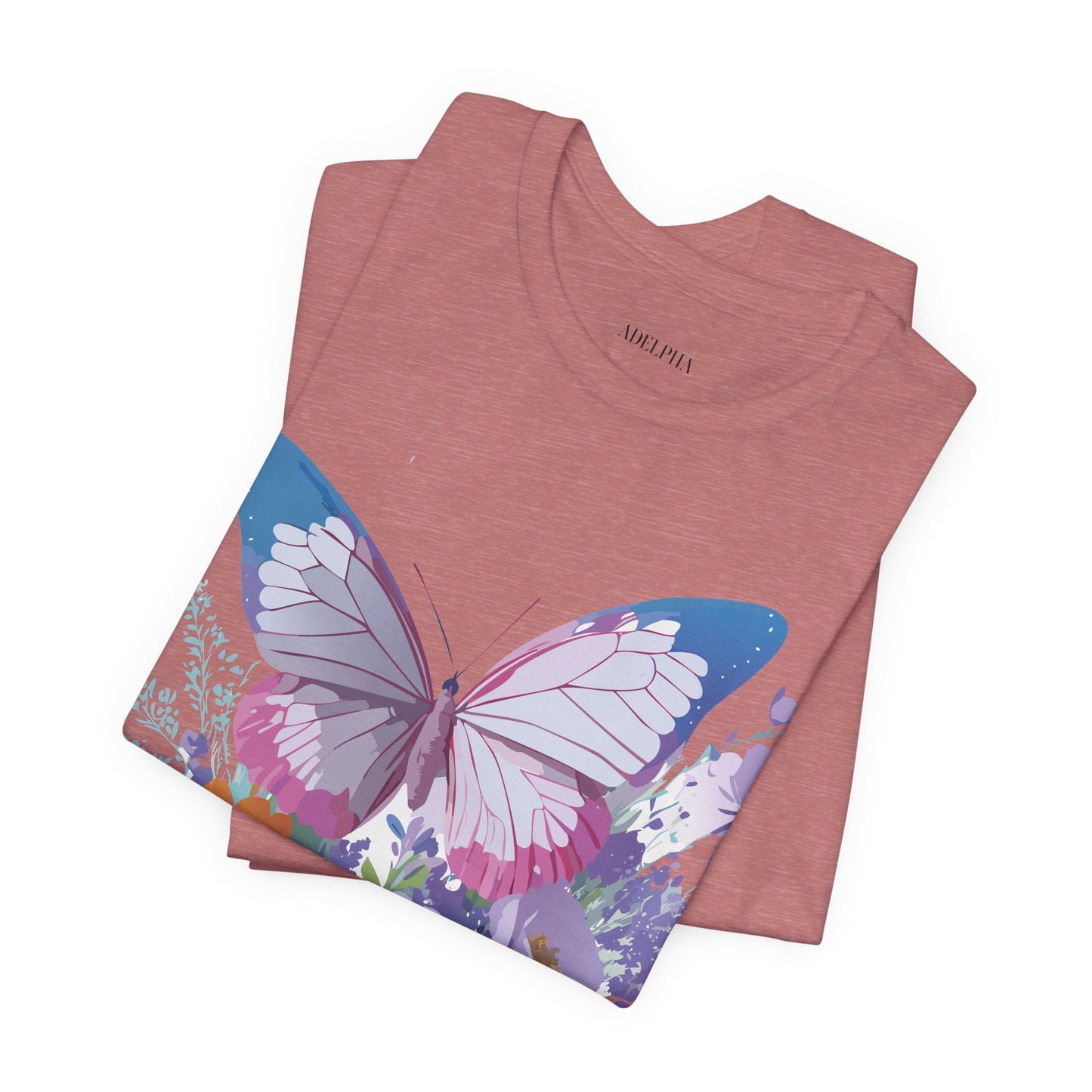 Butterfly Graphic Unisex 100 Cotton Lightweight Vintage Floral Design Jersey Tee 1
