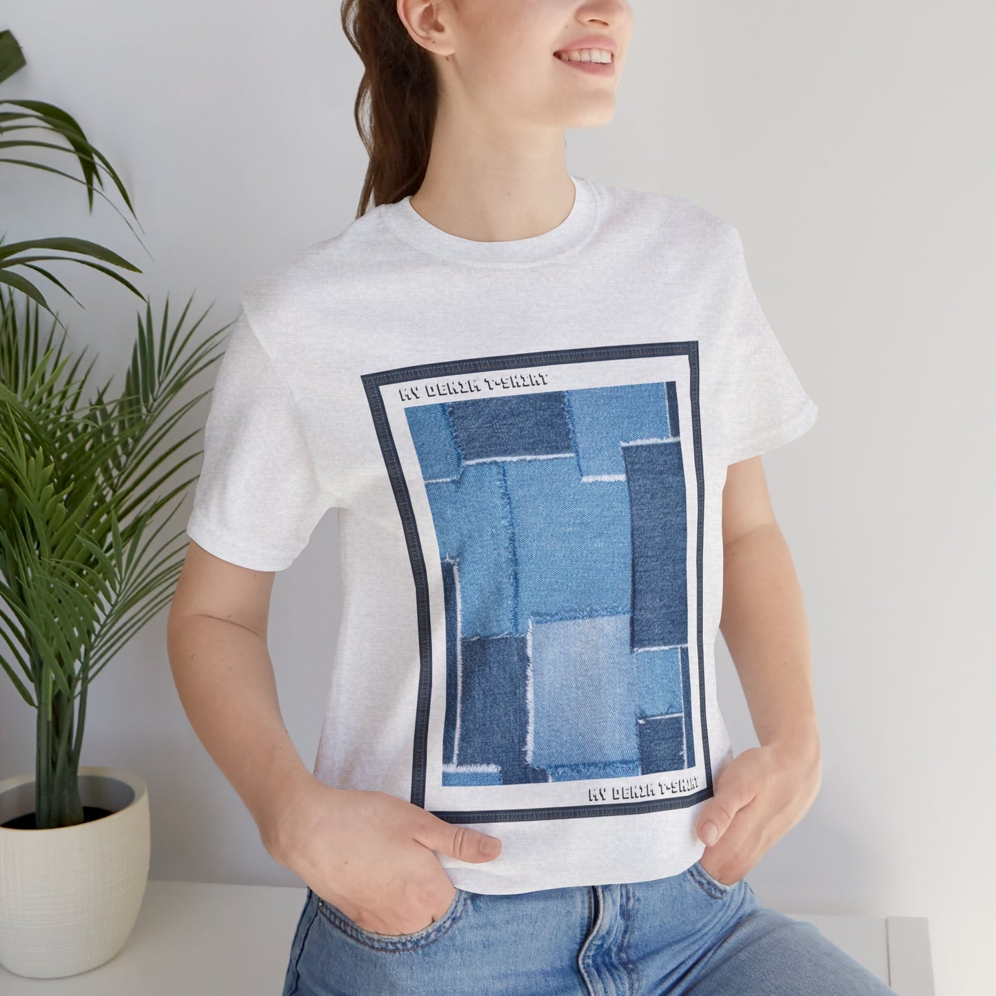 T-shirt unisexe en coton avec imprimé denim