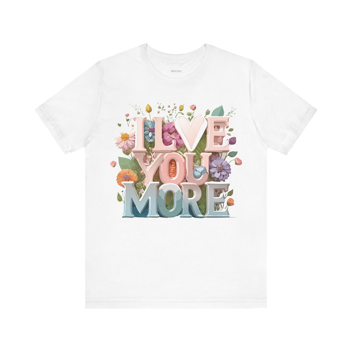 Valentine's Day Graphic Unisex Cotton Bella+Canvas Tee with Floral Art Design d136