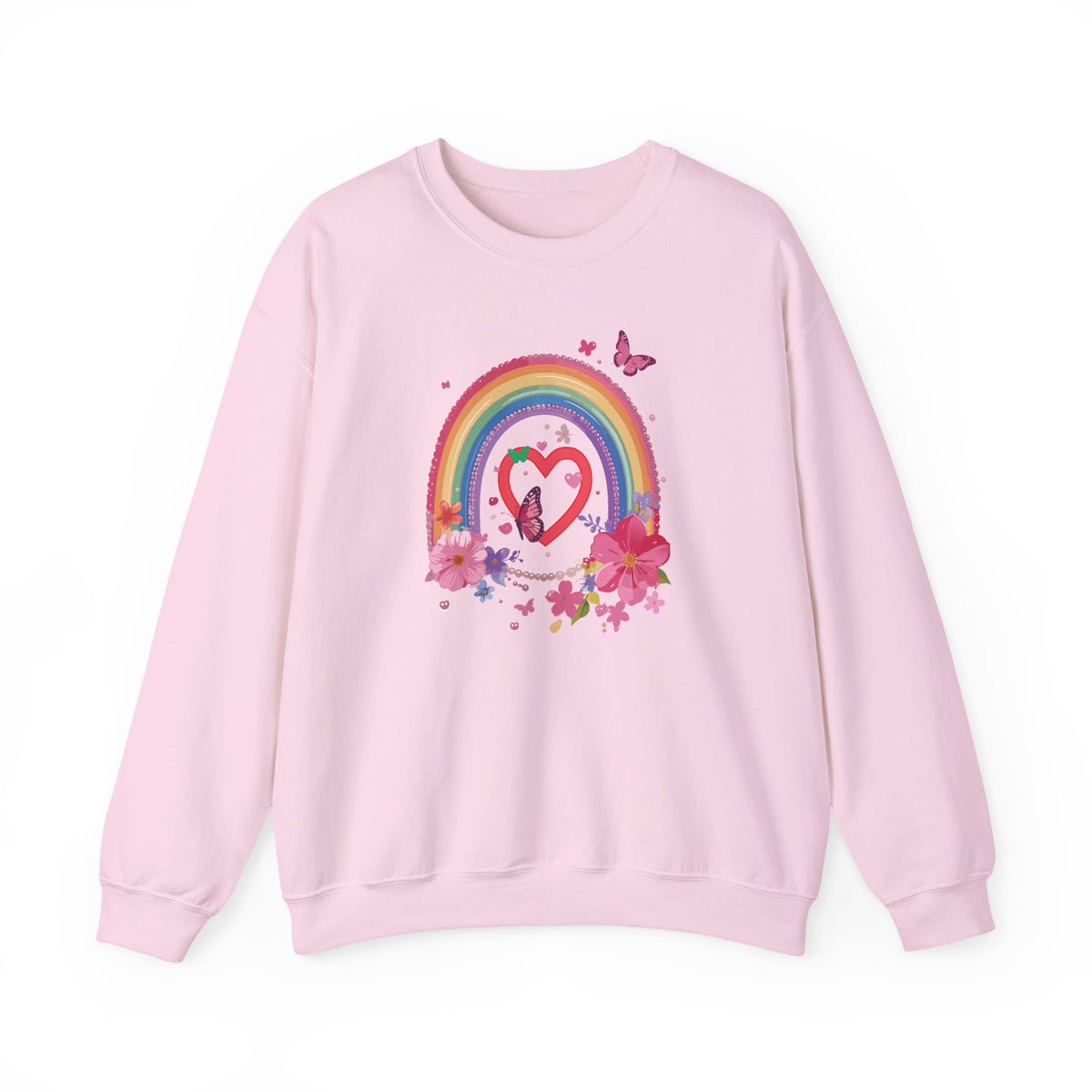 Rainbow Heart Sweatshirt, Floral Heart Sweatshirt, Floral Love Sweatshirt, Valentine's Day Sweatshirt, Rainbow Heart Floral Sweatshirt 112