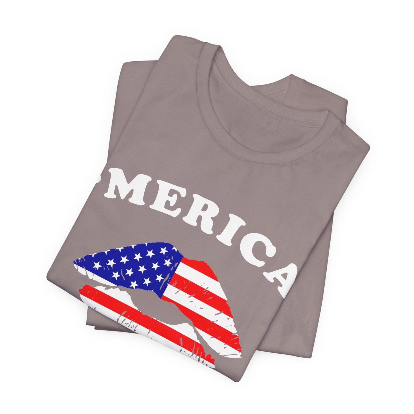 American Flag Lip Graphic Unisex Cotton T-Shirt a9