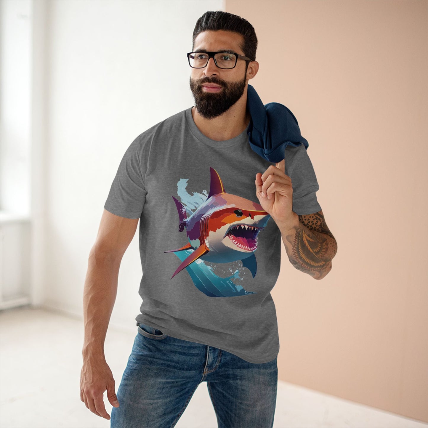 Shark Graphic Unisex 100 Cotton Staple Tee with Animal Design Artwork 10