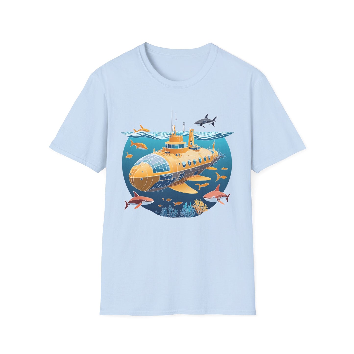 Ocean Themed Unisex Softstyle T Shirt 100 Percent Ring Spun Cotton U Boat Design Tee Everyday