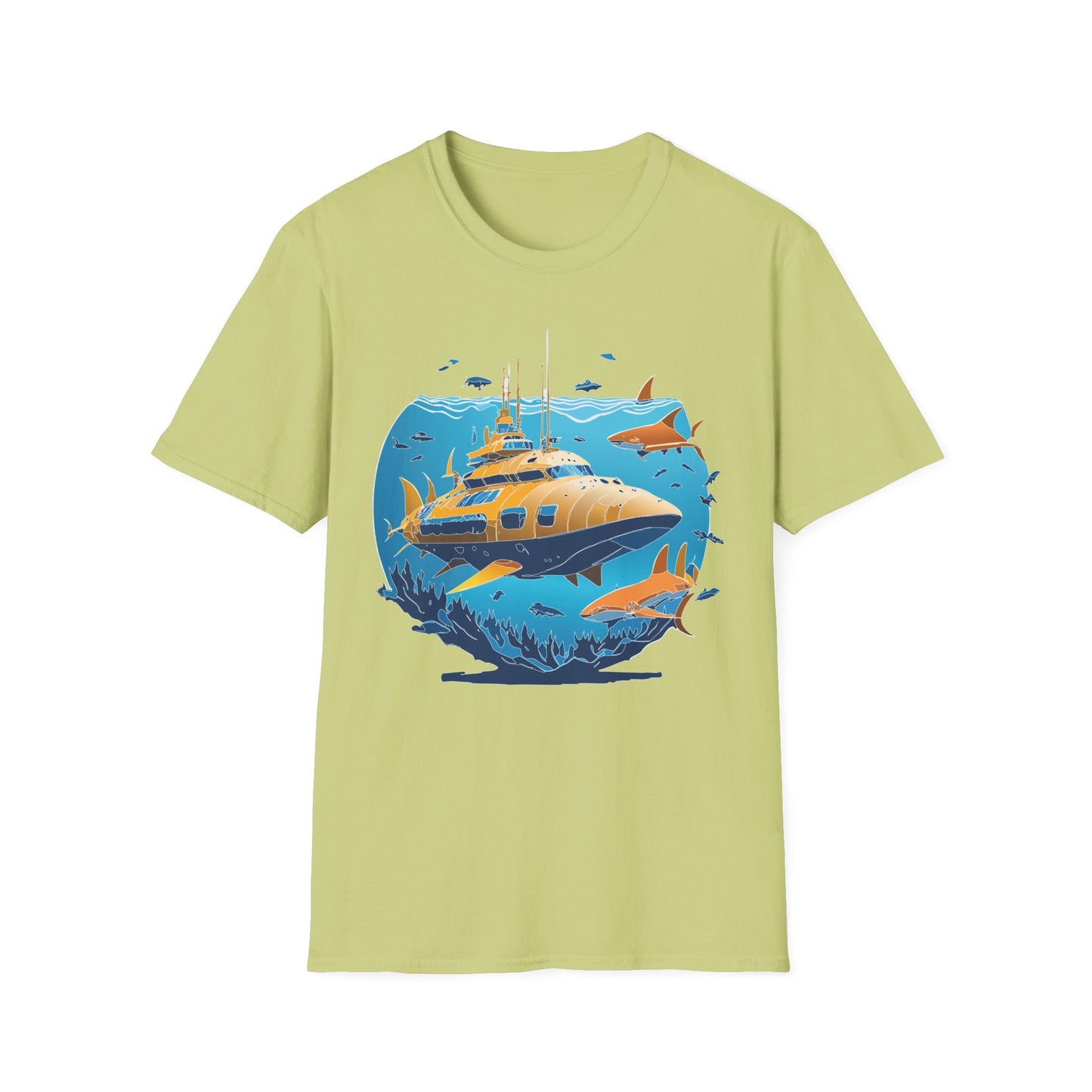 Ocean T Shirt Unisex Gildan Softstyle 64000 100 Percent Cotton Ring Spun U Boat Design Graphic