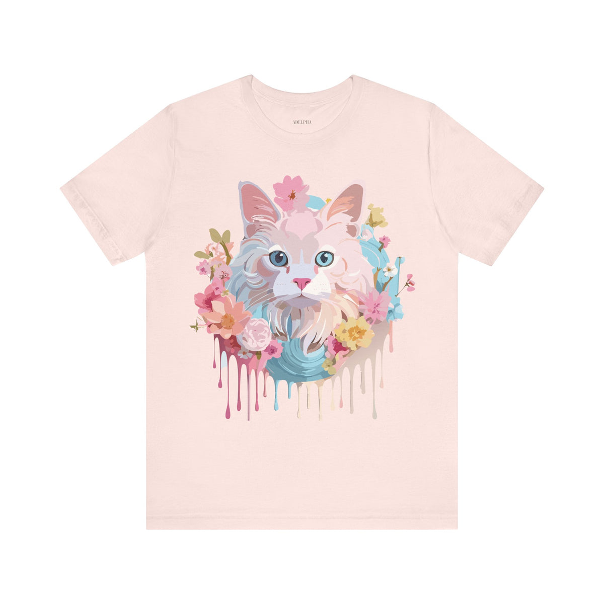 Cat Graphic Unisex Cotton Bella+Canvas Tee with Art Animal Design e206