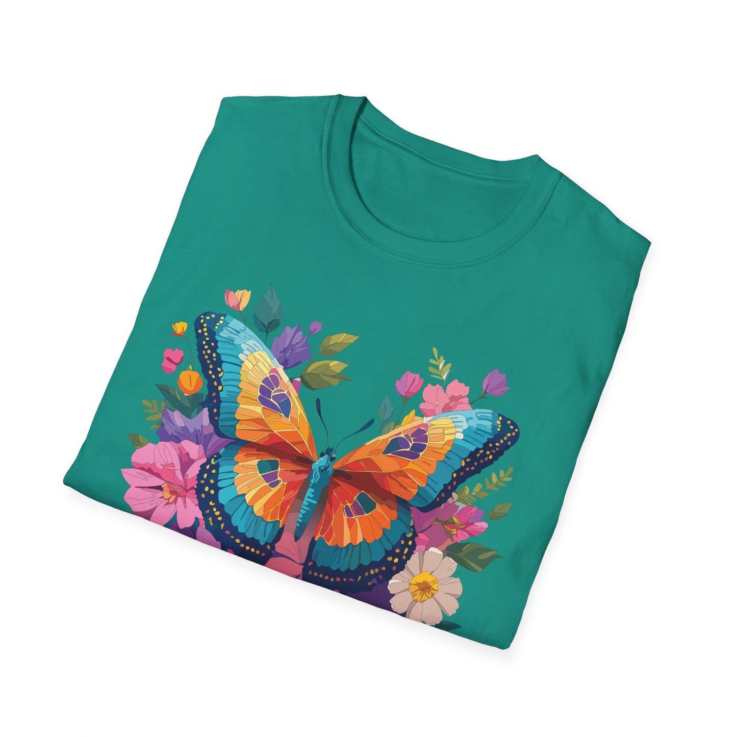 Butterfly Themed Unisex Softstyle T Shirt 100 Cotton Monarch Design Tee Gildan 64000
