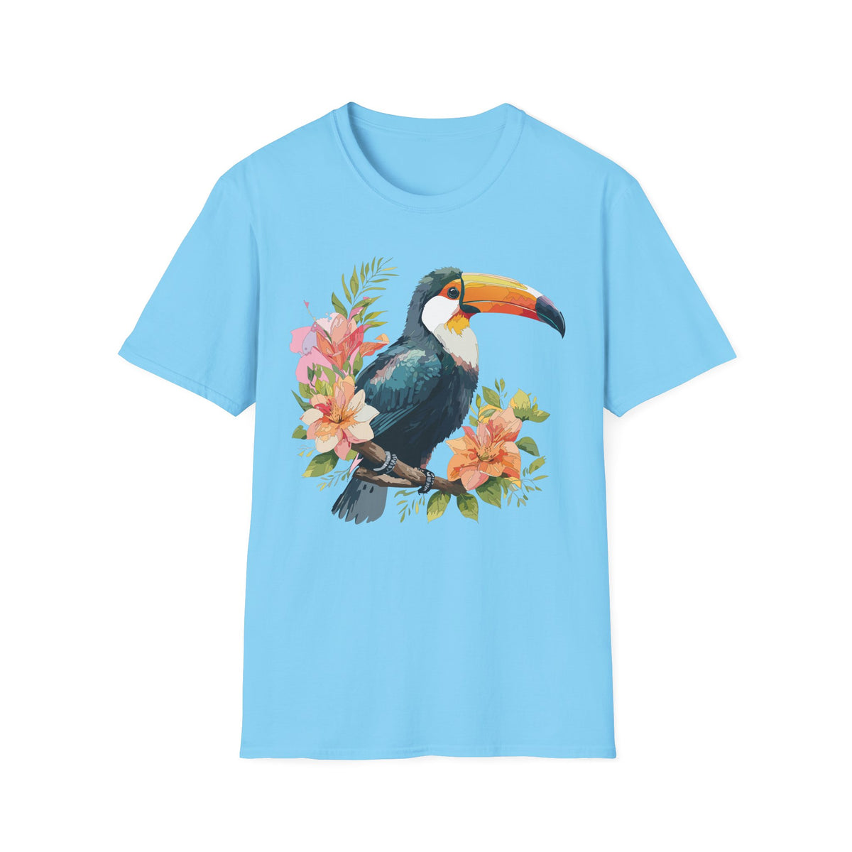 Tropical Toucan Illustration T-Shirt | Floral Bird Graphic