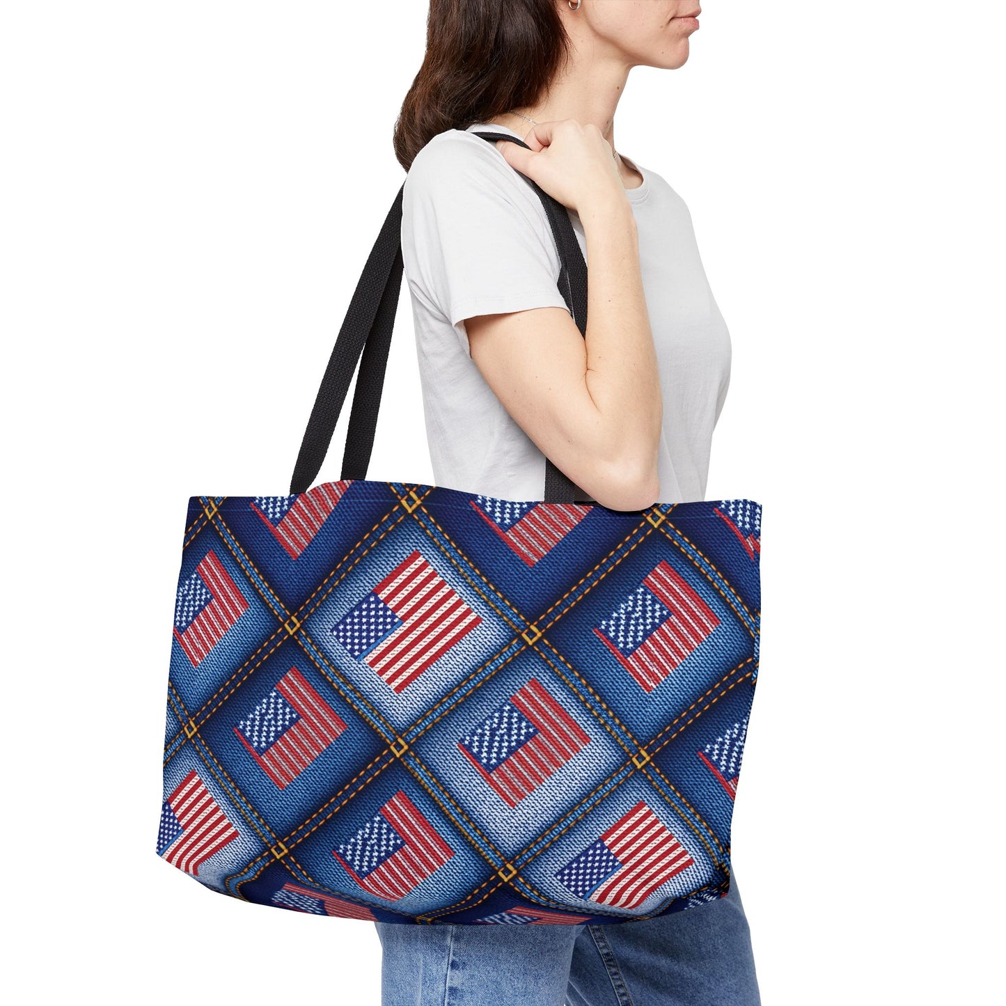 4th of July Denim Print Yoga Bag High-Quality 100% Spun Poly 24x13 Canvas Bag 74