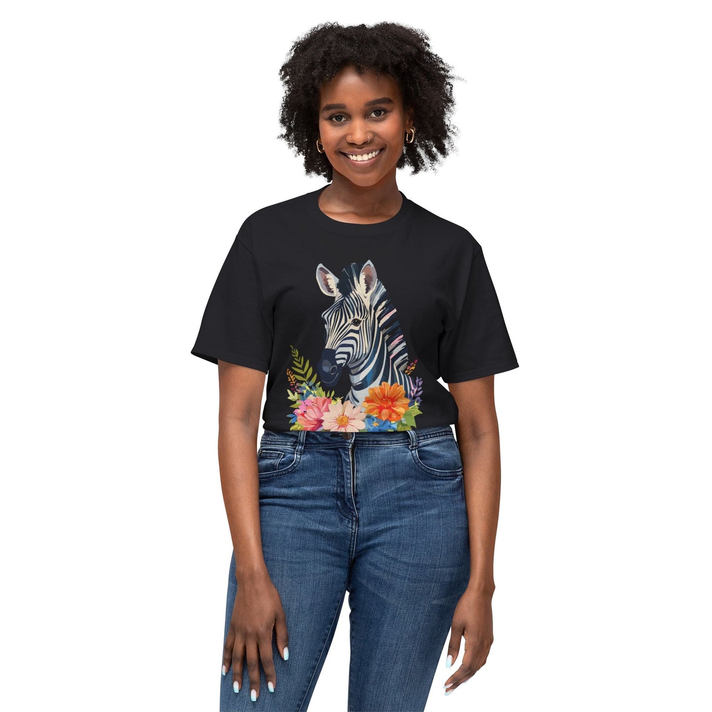 Unisex Zebra Art T Shirt With Full Color Print 100 Percent Cotton Jersey Tee Premium
