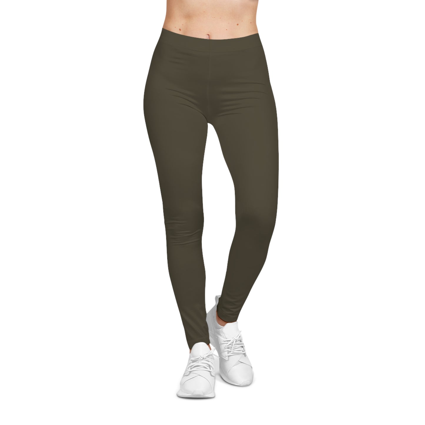 Dark Khaki Color Women's Poly-Span Casual Leggings XS-2XL