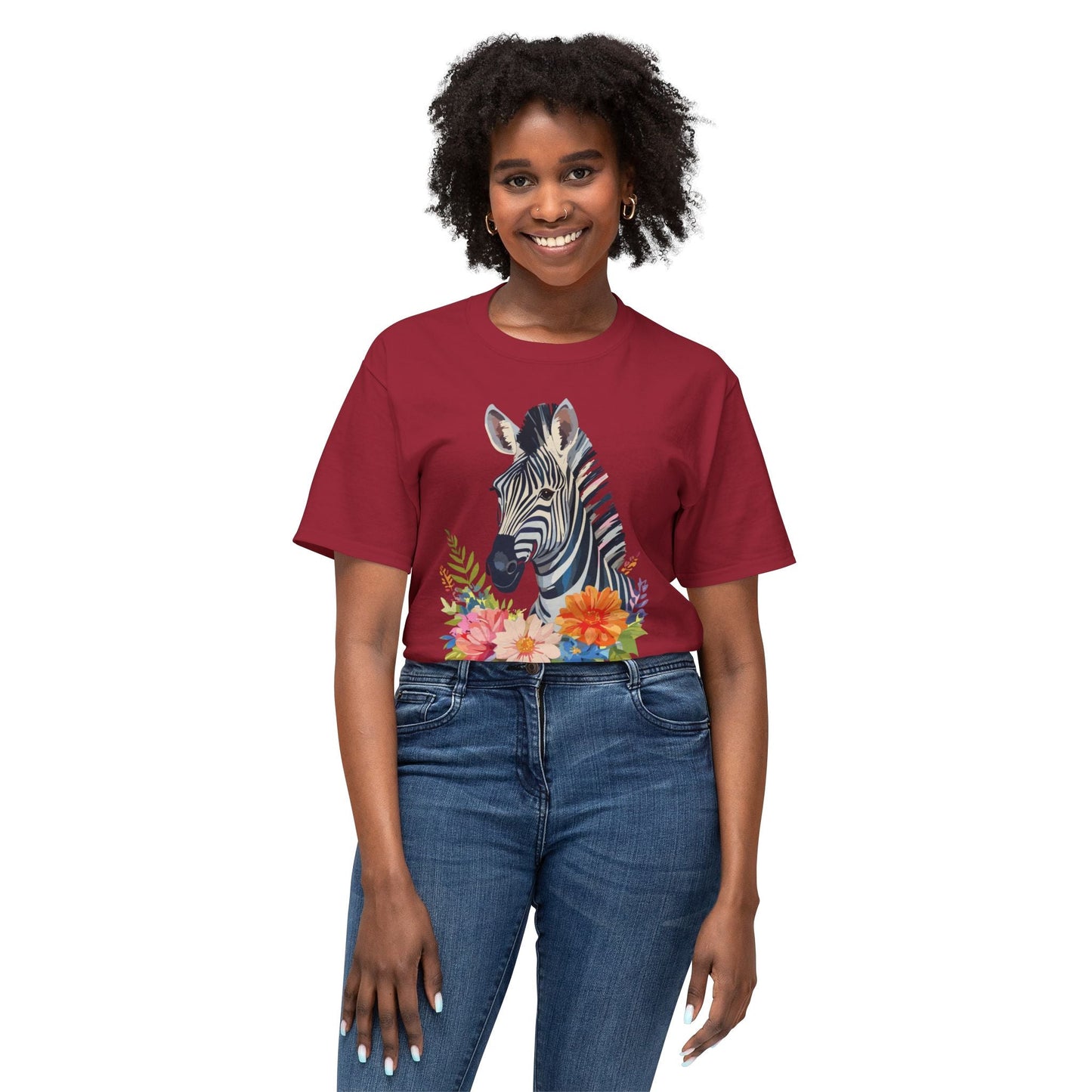 Unisex Zebra Art T Shirt With Full Color Print 100 Percent Cotton Jersey Tee Premium