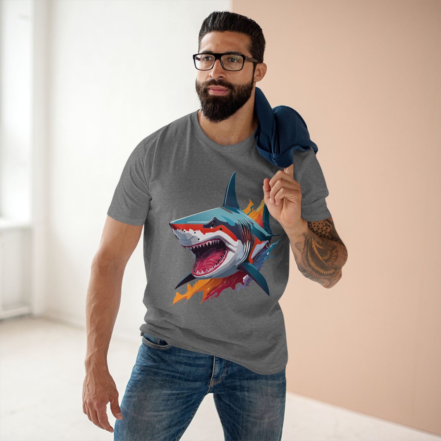 Shark Graphic Unisex 100 Cotton Staple Tee with Animal Design Artwork 12