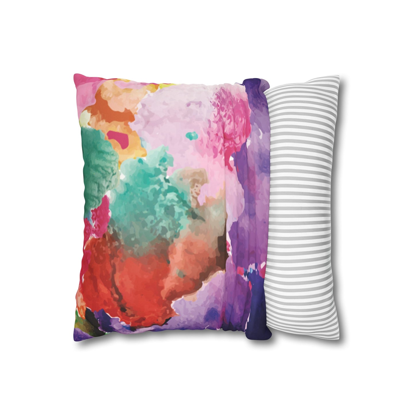 Faux Suede Pillowcase with Abstract print