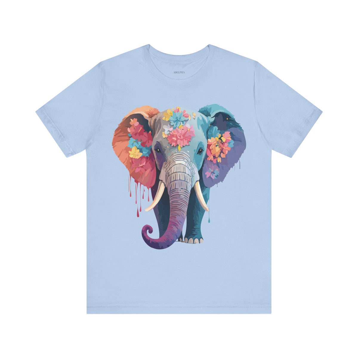 Elephant Graphic Unisex Cotton Bella+Canvas Tee with Art Animal Design e127