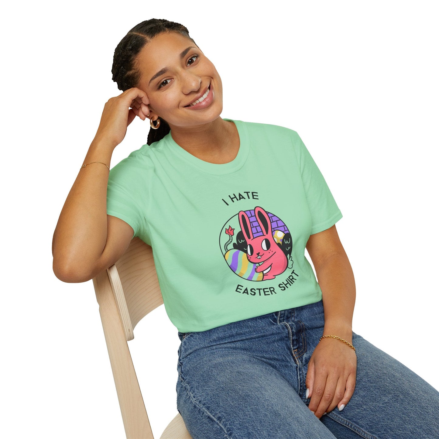 Funny Easter T Shirt Unisex Gildan Softstyle 64000 Easter Design Tee With Signature Print