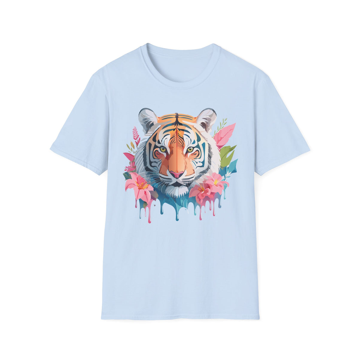 Watercolor Tiger Face T-Shirt | Floral Jungle Animal Tee