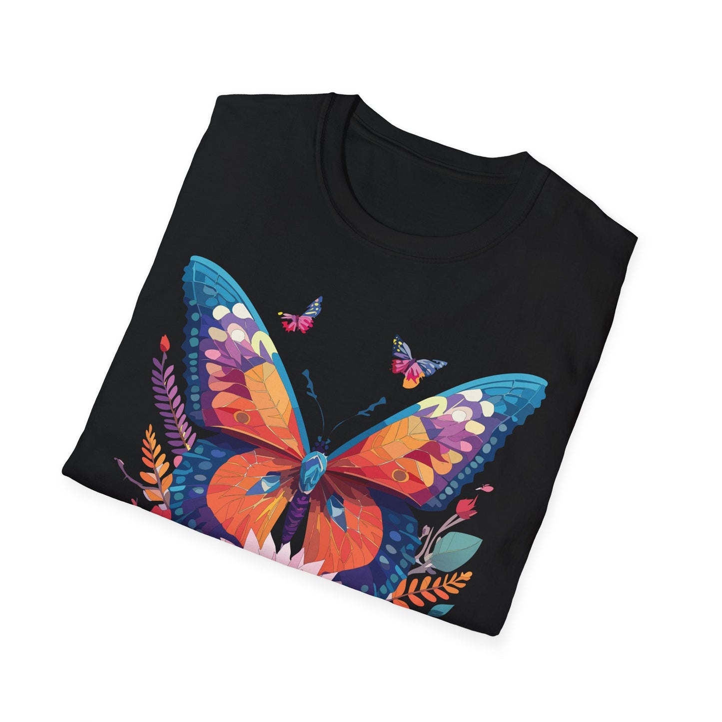 Butterfly Print Unisex T Shirt Softstyle 64000 Monarch Butterfly Themed Tee Ring Spun Cotton