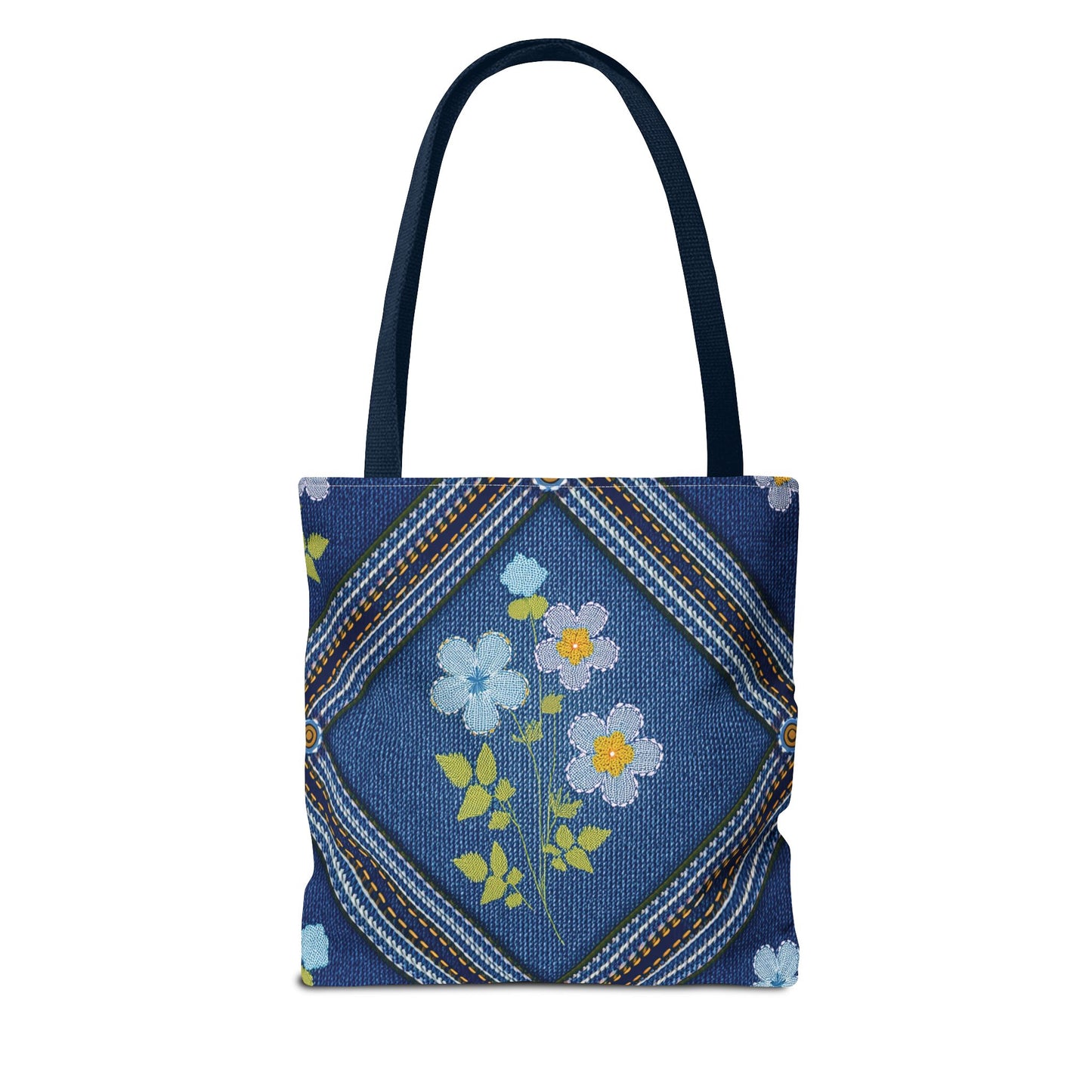 Denim Fabric Imitation Print Unisex Canvas Bag Poly Spun 3 Sizes Tote Bag 126