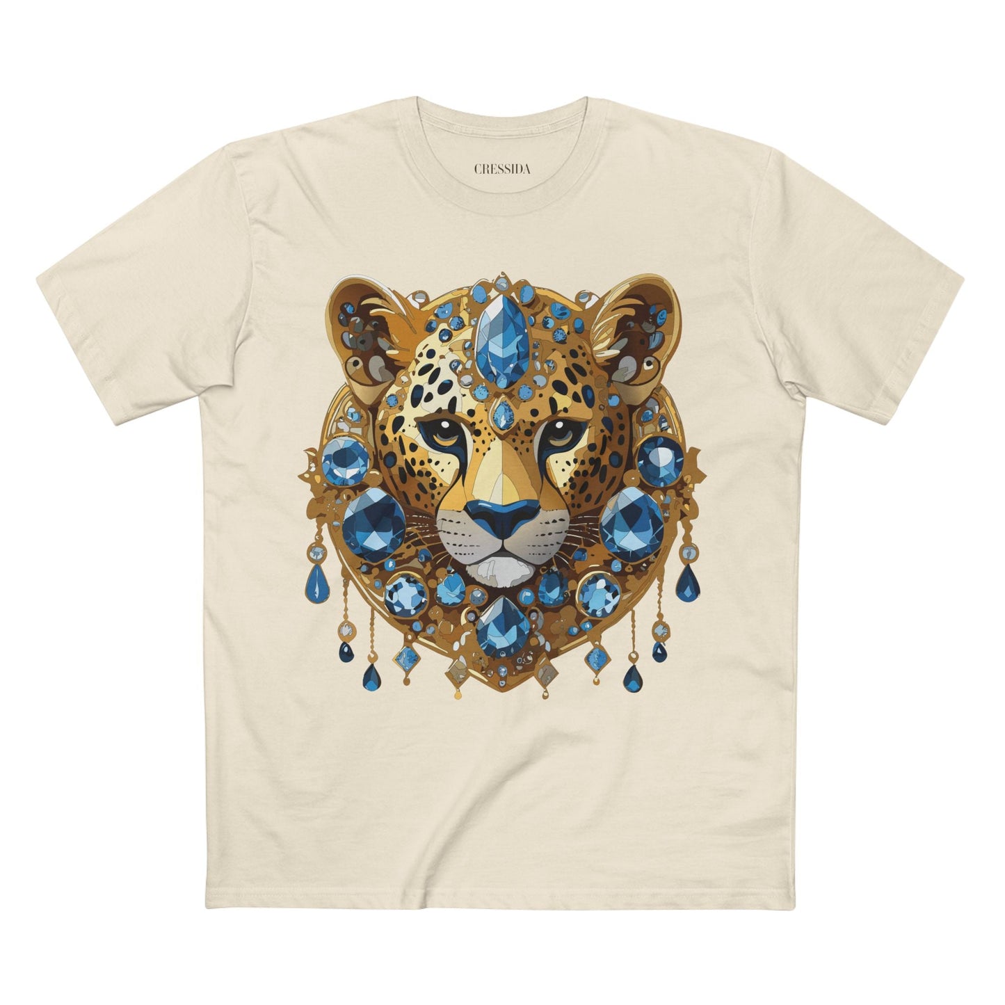 Cheetah Graphic Unisex 100 Cotton Tee With Unique Animal Golden Medallion Art Design 49
