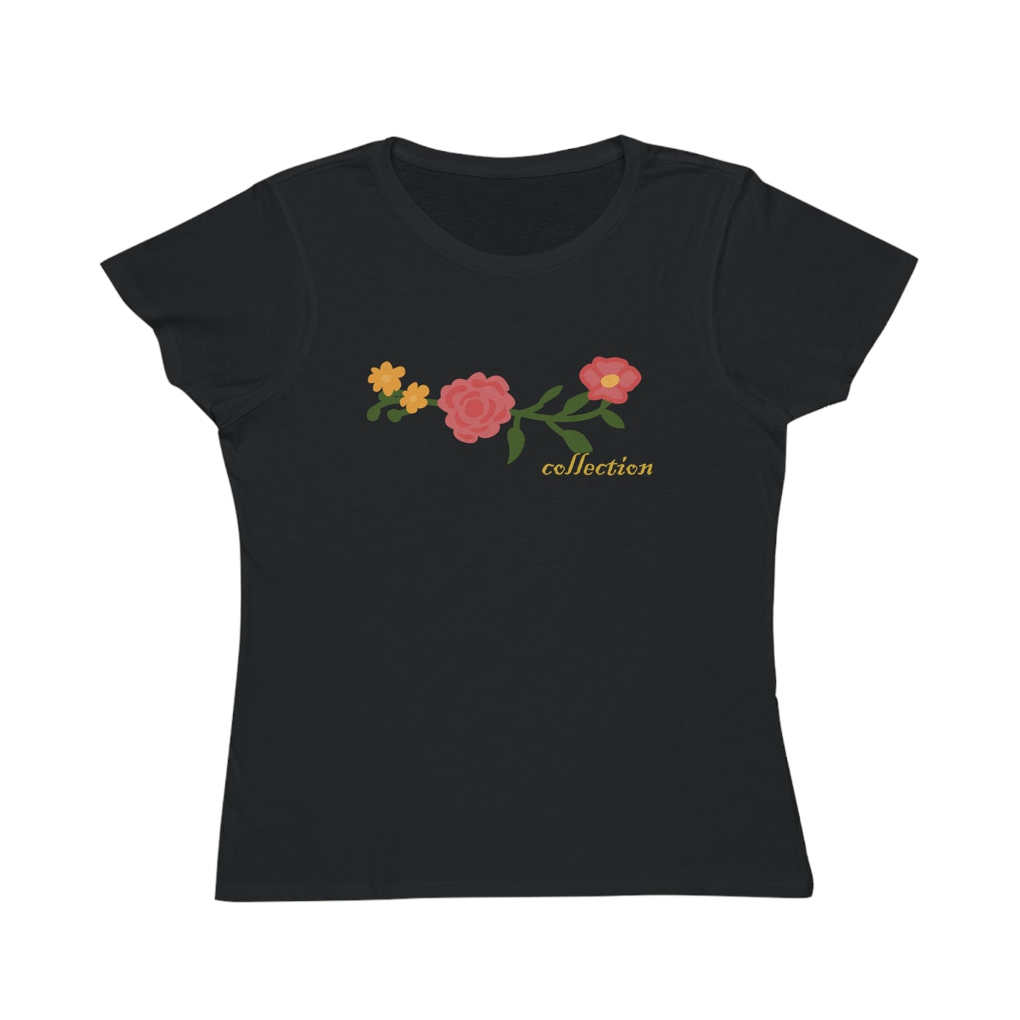 Camiseta de mujer de algodón orgánico con estampado floral