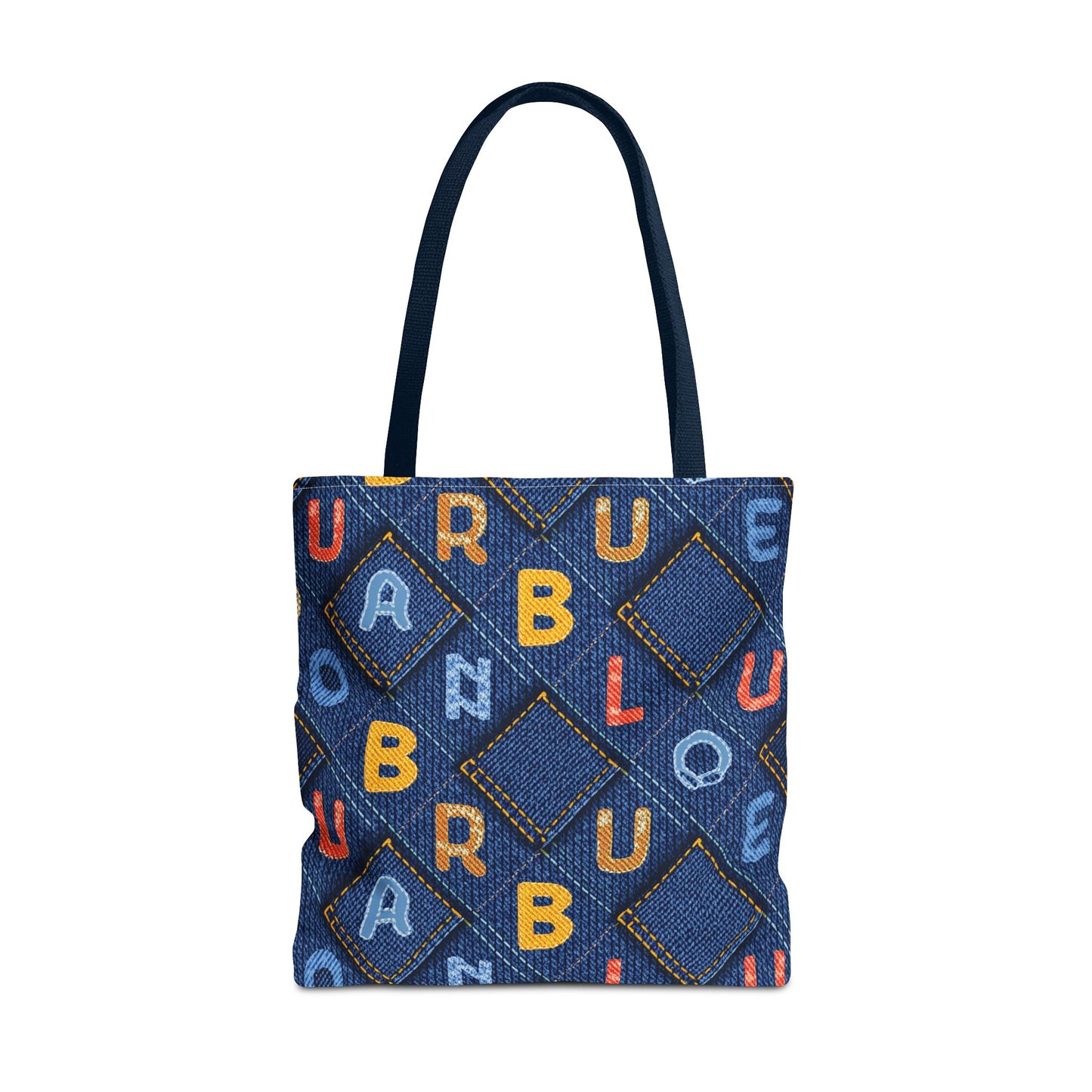 Denim Fabric Imitation Print Unisex Canvas Bag Poly Spun 3 Sizes Tote Bag 187-2