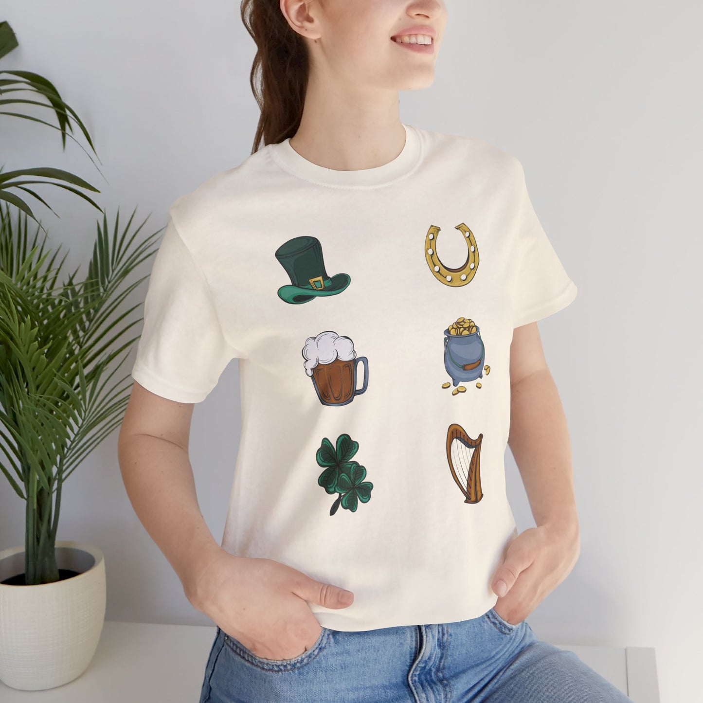 Unisex Cotton Tee Shirt with Lucky Prints