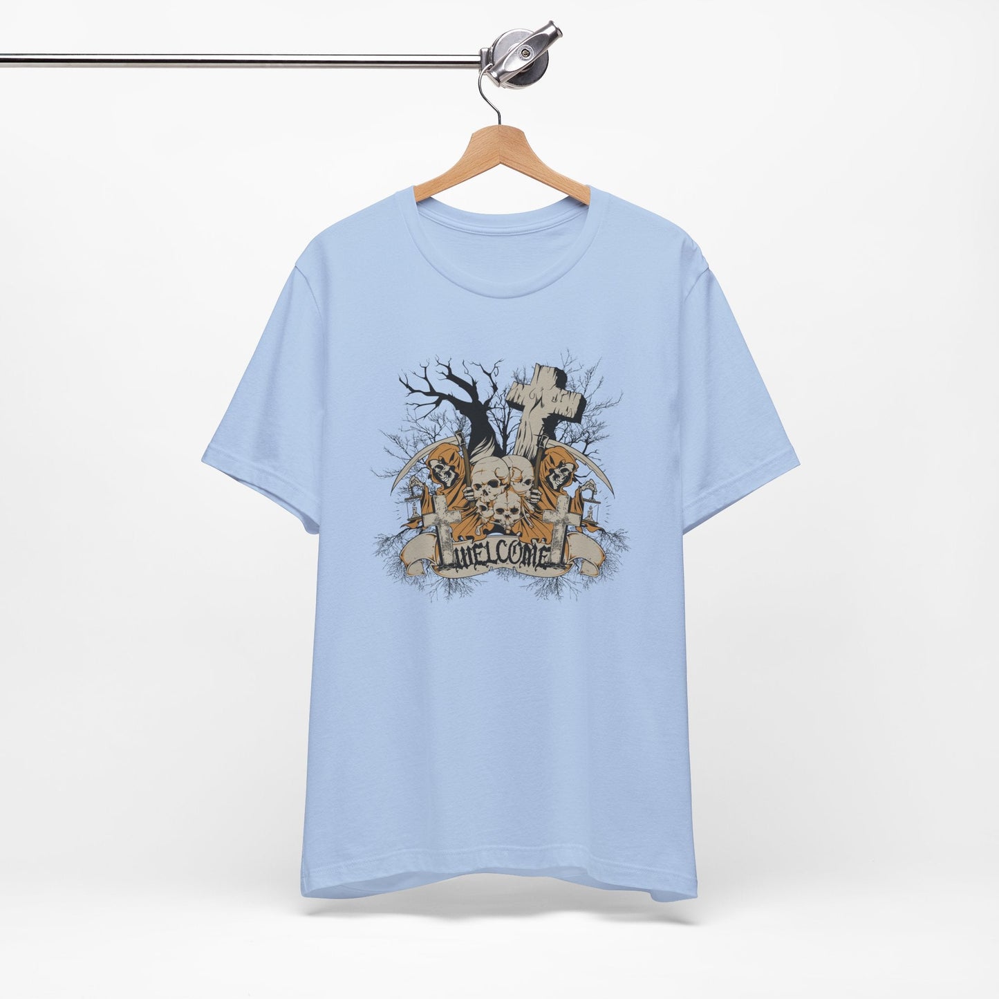 Skull Halloween Graphic Design Unisex Cotton T-Shirt Art-50
