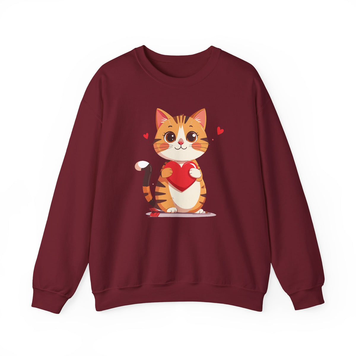 Cat Heart Sweatshirt, Heart Sweatshirt, Cat Sweatshirt, Valentine's Day Sweatshirt, 50/50 Cotton-Poly Animal Sweatshirt 103