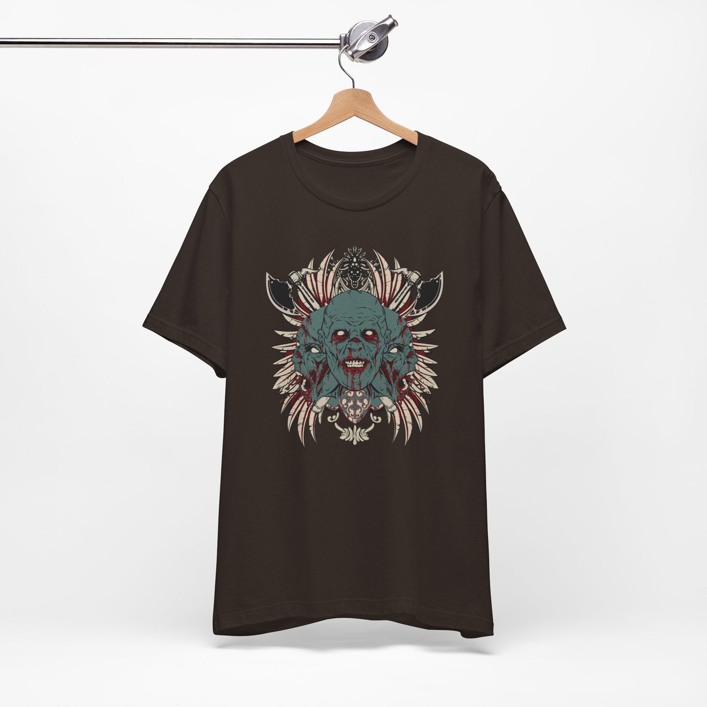 Zombie Skull Mandala T-Shirt Horror Graphic Tee, Gothic Skull Art-54-2