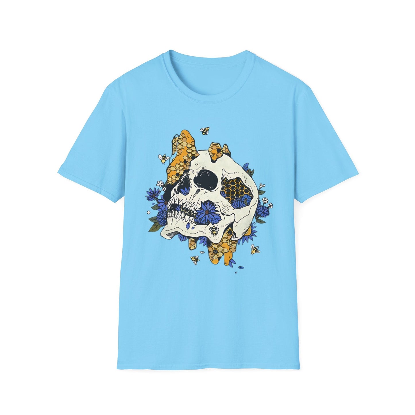 Skull Tee Shirt Unisex Skeleton Design Gildan Softstyle 64000 100 Percent Ring Spun Cotton Tee