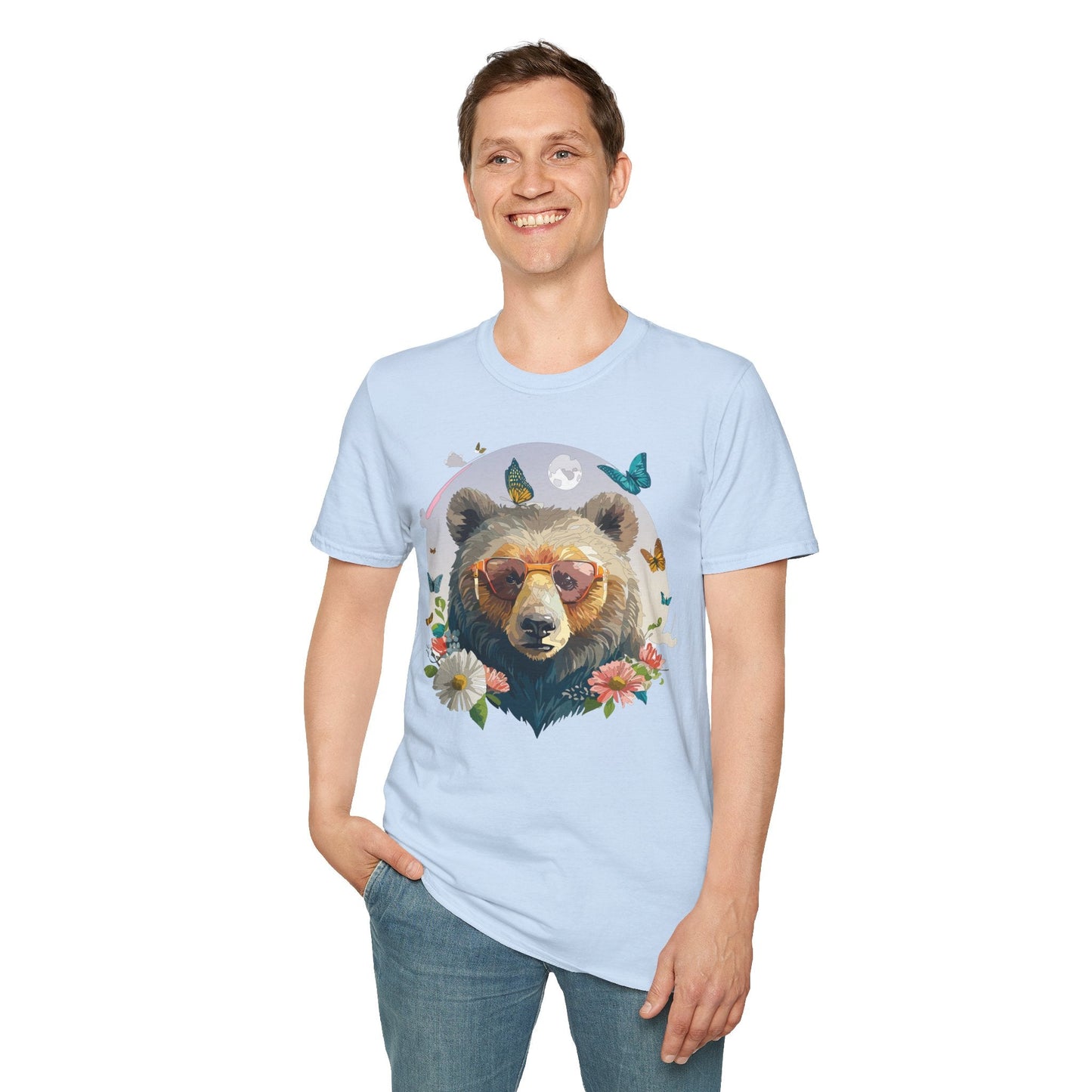 Bear T Shirt Unisex Softstyle Tee 100 Percent Ring Spun Cotton Gildan 64000 Comfortable Wear