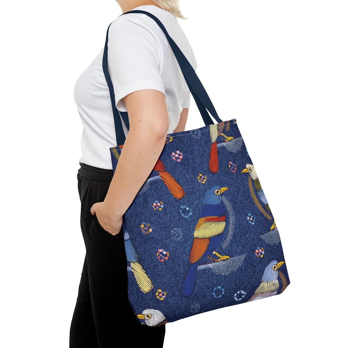 Denim Fabric Imitation Print Unisex Canvas Bag Poly Spun 3 Sizes Tote Bag 194-10