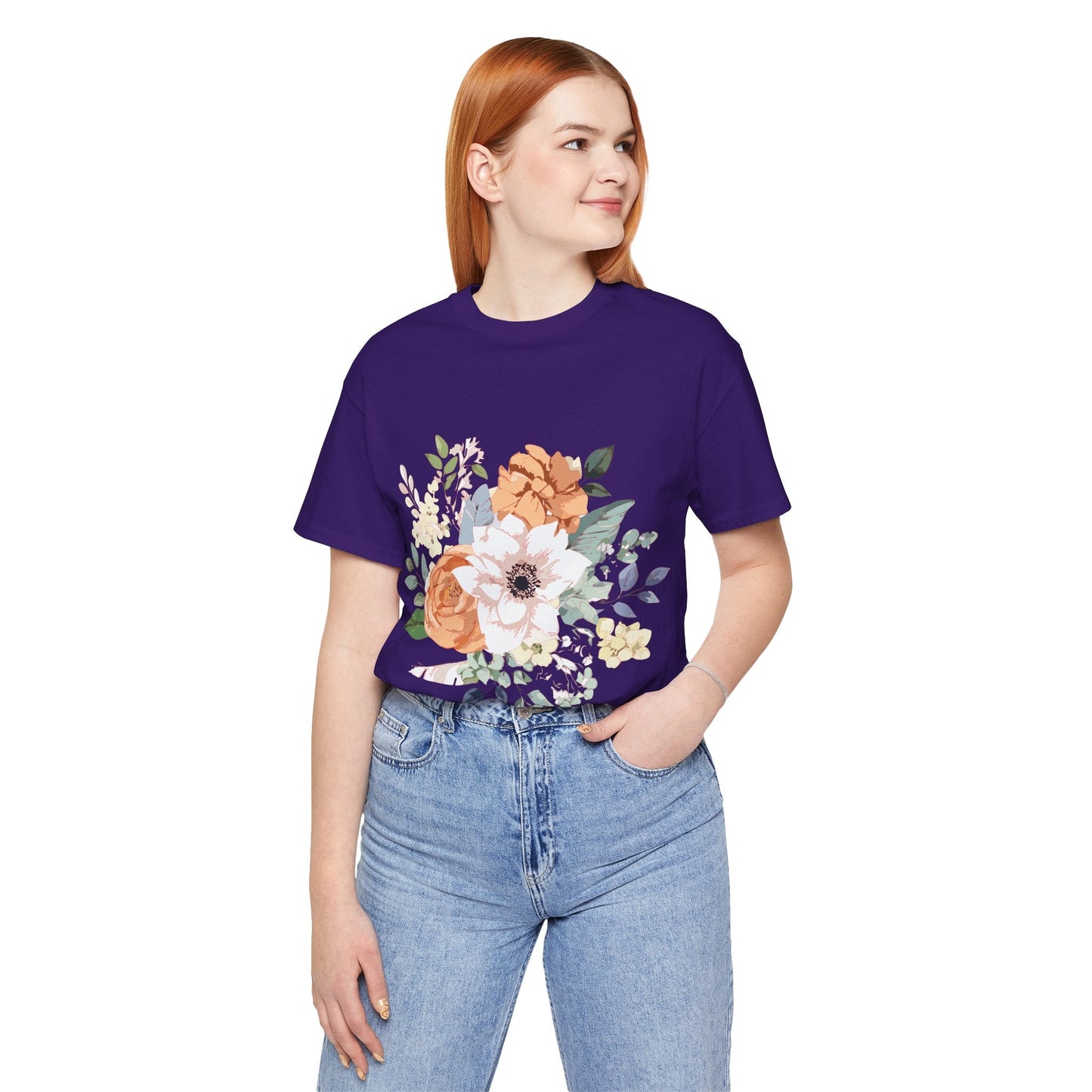 Unisex Floral Shirt Jersey Short Sleeve Tee Lightweight Breathable Flowers Collection Retro2Nova