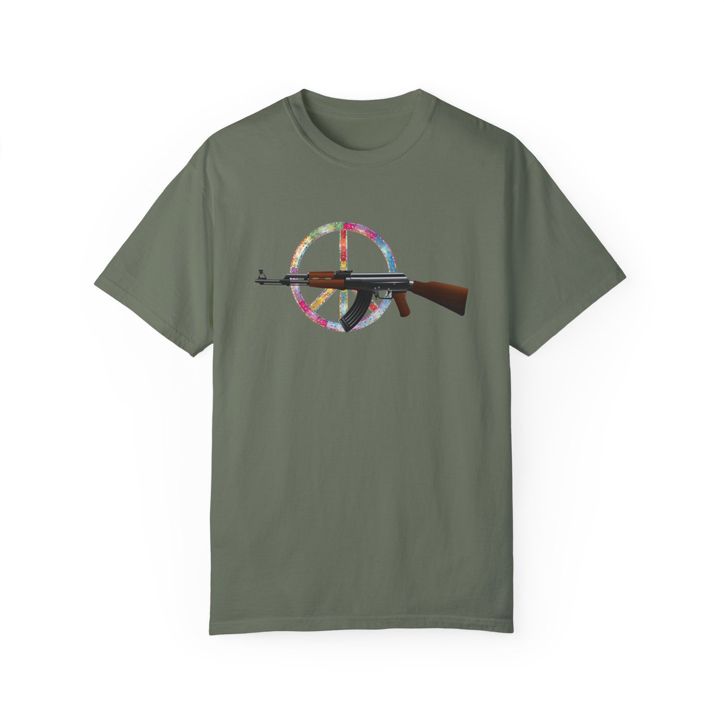 Unisex T-shirt with GUNS AND FLOWERS print