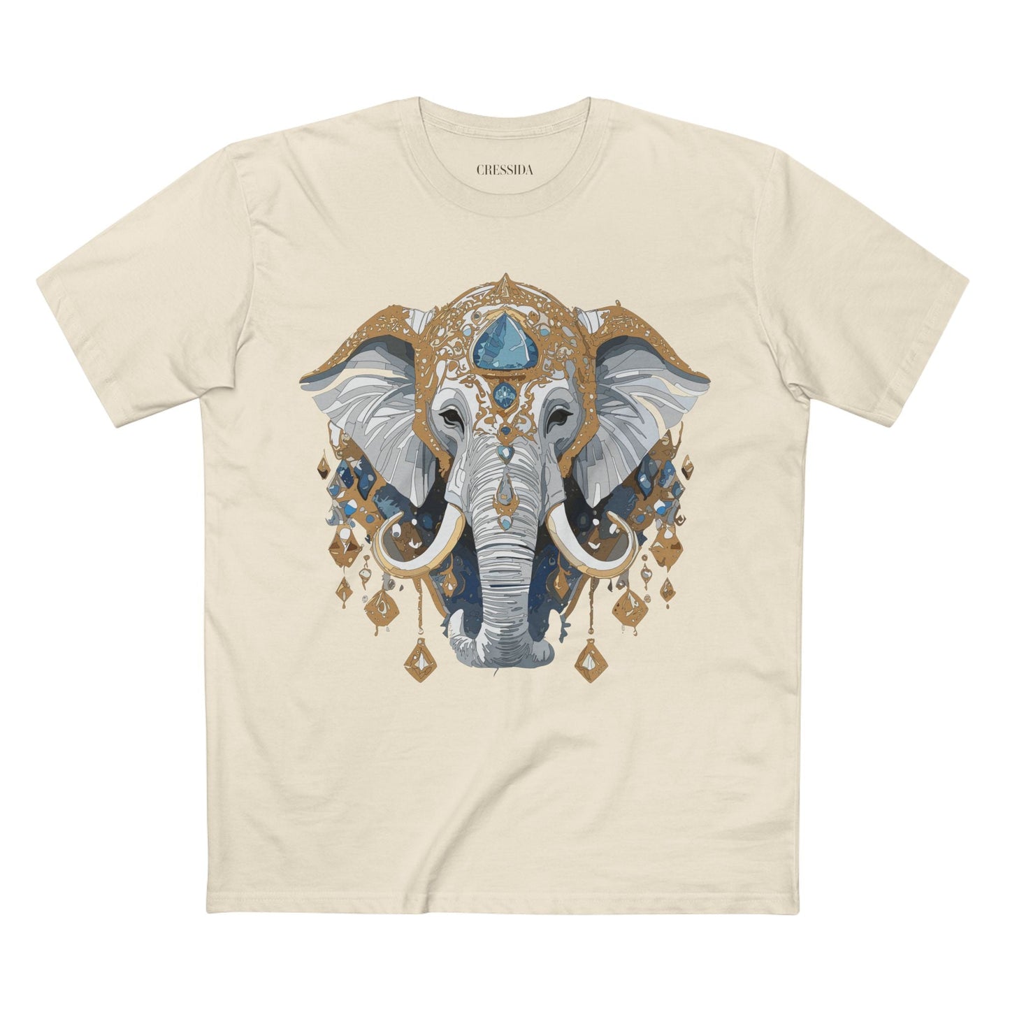 Elephant Graphic Unisex 100 Cotton Tee With Unique Animal Golden Medallion Art Design 40