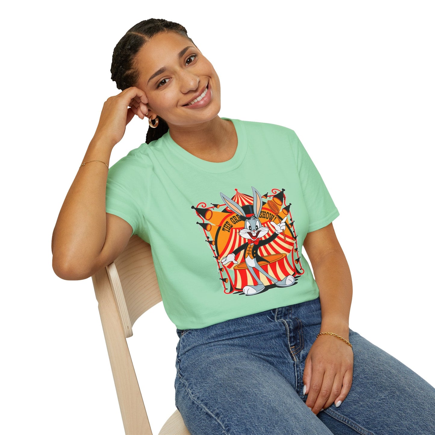 Cartoon Bunny Graphic Unisex Cotton Animal Animation Artwork Design Tee 43