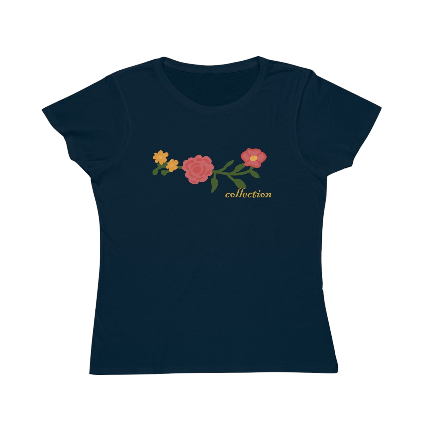 Camiseta de mujer de algodón orgánico con estampado floral