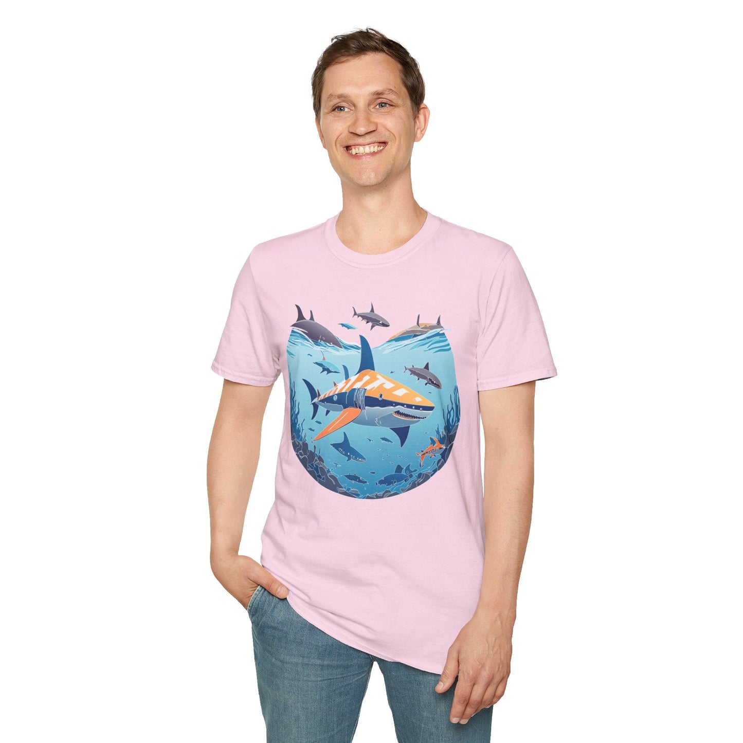 Ocean Tee Shirt Unisex Softstyle Gildan 64000 100 Percent Ring Spun Cotton Breathable U Boat Design