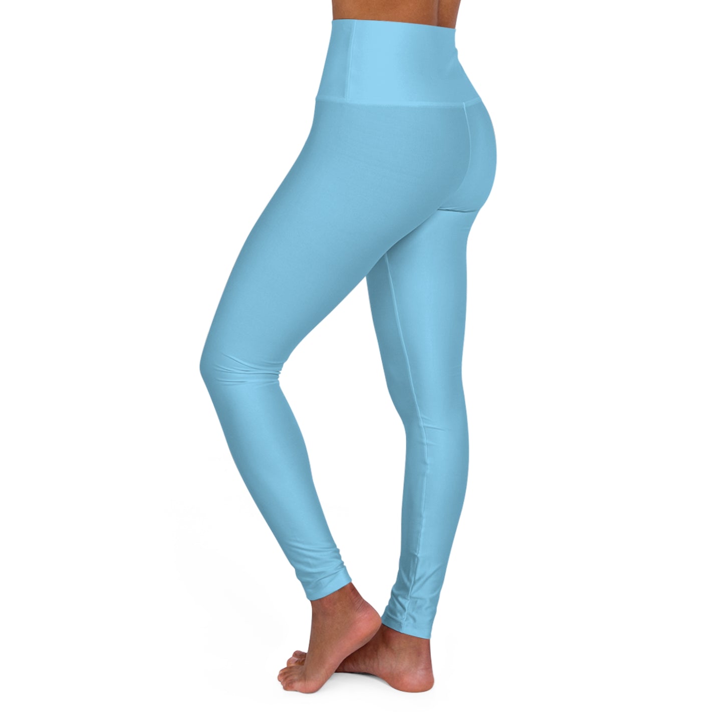 High-Waist Turquoise Blue Yoga Leggings Women's Seamless Poly-Span Stretchy Light Blue Activewear Pants